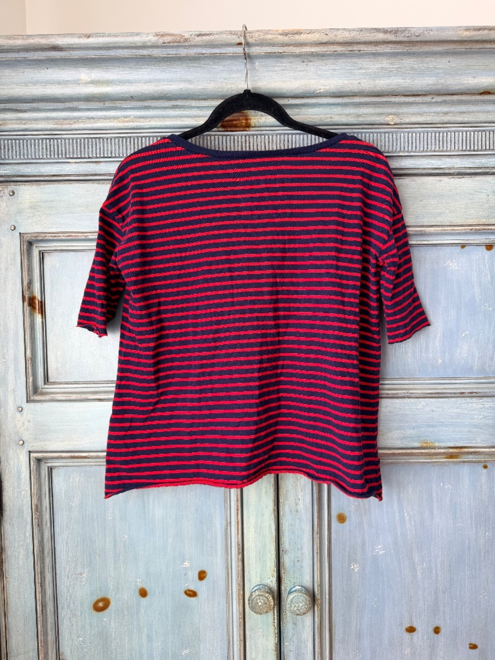 Frank & Eileen Josephien French Stripped Herritage Terry Tee in Navy/Red XS - Picture 8 of 9